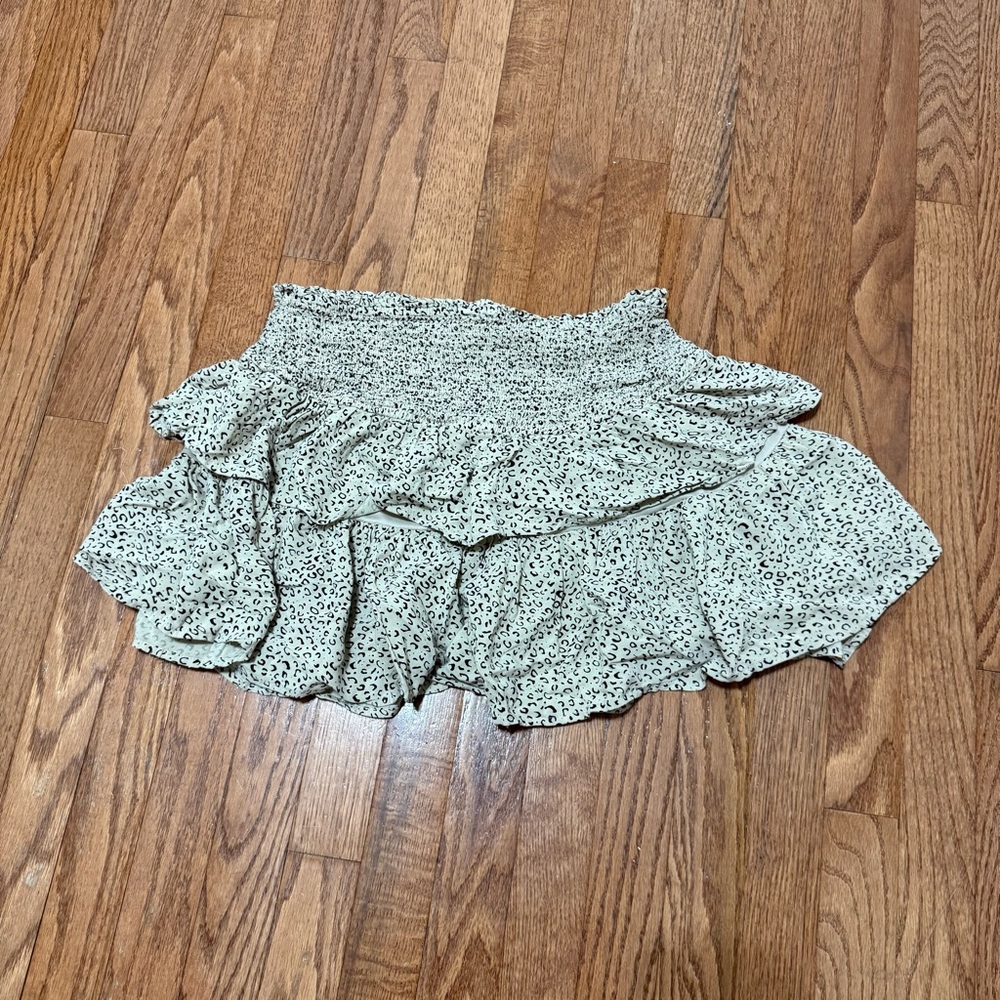 Women's Leopard Print Smocked Ruffle Mini Skirt - Size Large